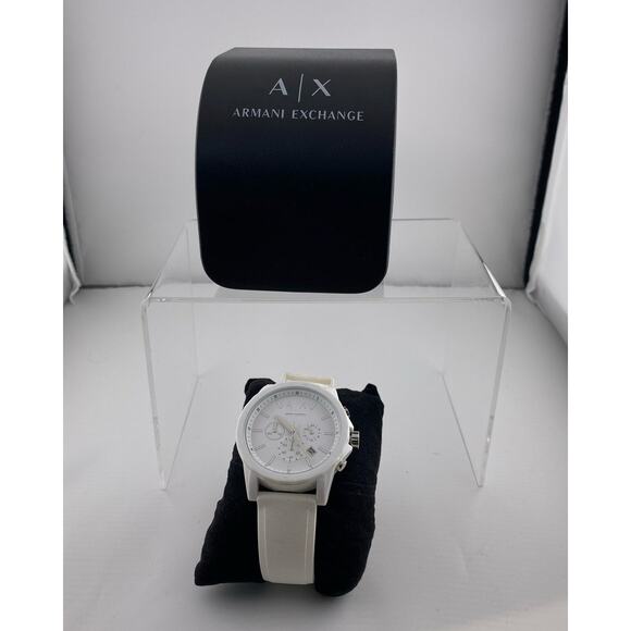Armani Exchange AX1325 Chronograph Wristwatch – 44mm Black Silicone, Working! main image 6